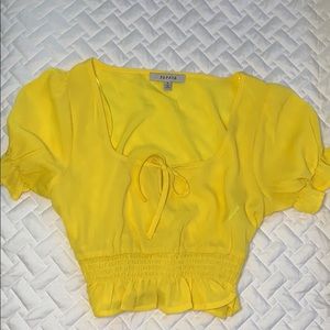 Tie neck shirred bottom top